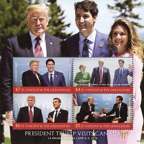 MFN025  - 2018 President Trump Visits Canada, Mint Sheet of 4 Stamps