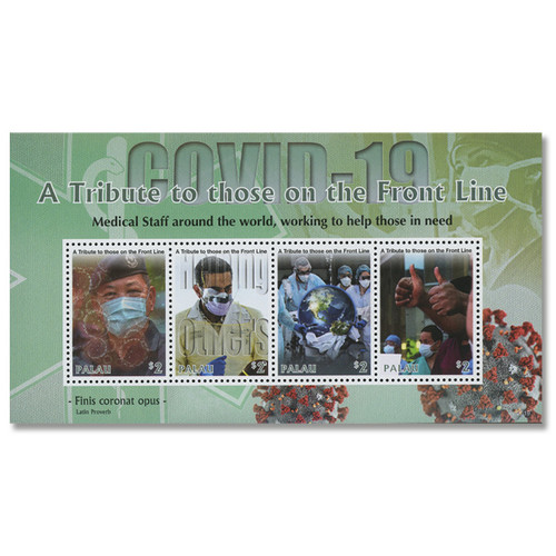 MFN064  - 2020 $2 COVID-19: A Tribute to Front Line Workers, Mint, Sheet of 4 Stamps, Palau
