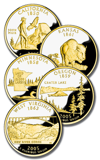 CNTT2005  - 2005 Two Toned U.S. State Quarters, Set of 5