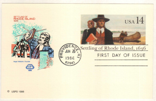 UX112  - 1986 14c Postal Card - Rhode Island