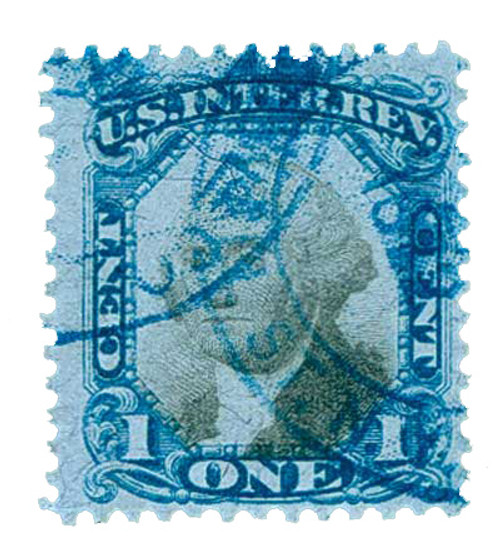 R103  - 1871 1c US Internal Revenue Stamp - blue & black