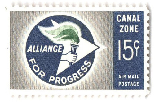 CZC35  - 1963 15c Canal Zone Airmail - Progress, gray, green dark ultra