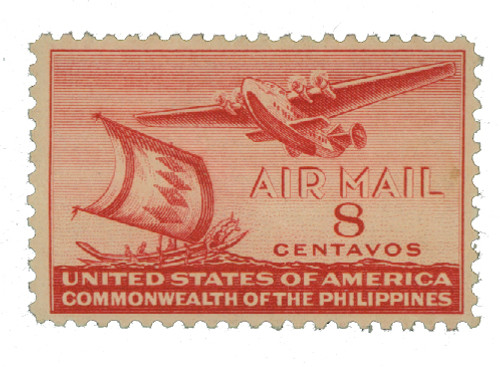PHC59  - 1941 8c Philippine Islands Airmail, carmine, unwatermarked, perf 11
