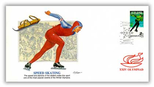 40741  - 1988 2ft Hungary Olympic "Speed Skating" FDC