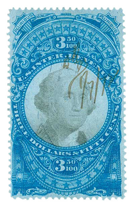 R126  - 1871 $3.50 US Internal Revenue Stamp - blue & black