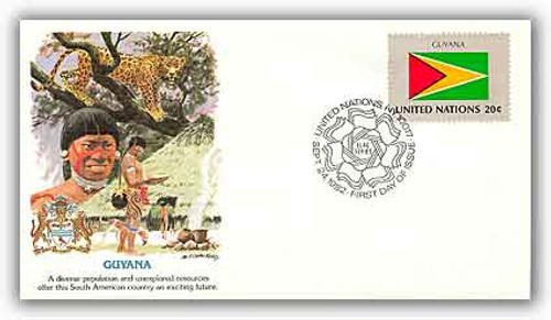 8A387  - 1982 20c Flags of the UN/Guyana
