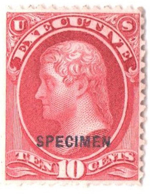 O14S  - 1875 10c Specimen Stamp - executive, carmine