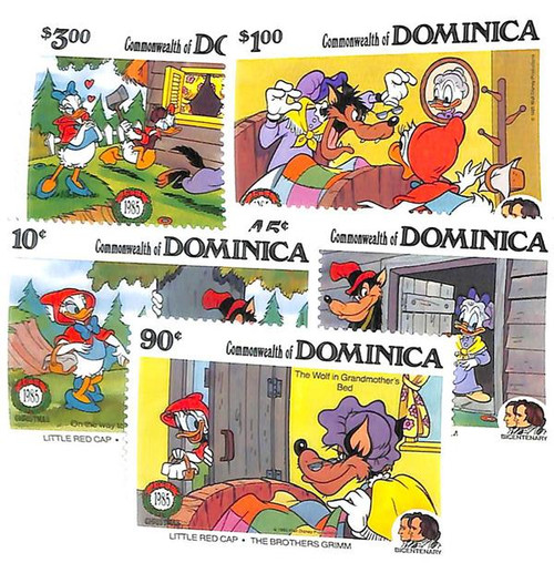MDS257A  - 1985 Disney Celebrates Christmas, Mint, Set of 5 Stamps, Dominica