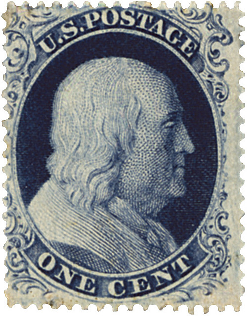 38 - 1860 30c Franklin, orange - Mystic Stamp Company