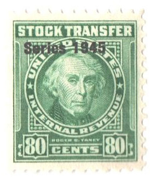 RD195  - 1945 80c Stock Transfer Stamp, bright green, watermark, perf 11