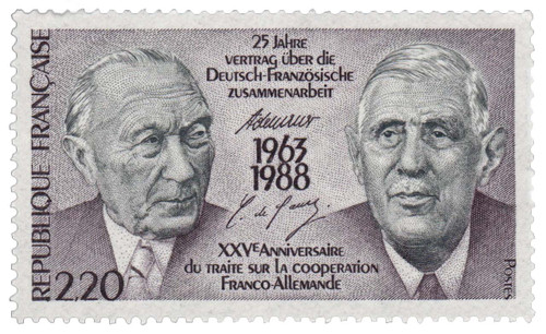 2086 - 1988 France - 25th Anniversary of Franco-German Cooperative Treaty