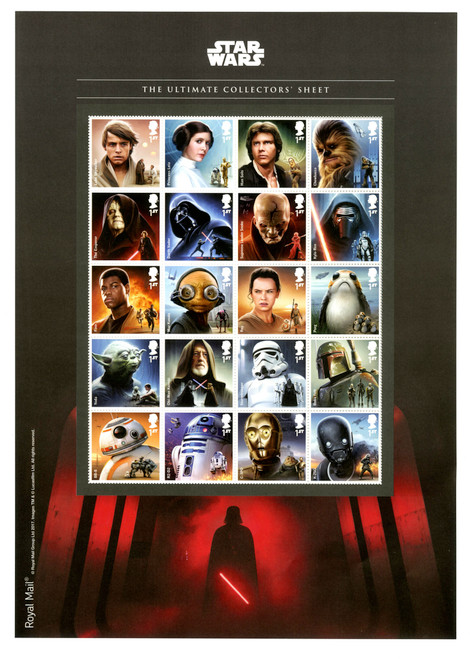 3663b  - 2017 Star Wars Ultimate Collector's Sheet of 20 Stamps