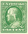 383  - 1910 1c Franklin, Green, Single Line Watermark, Imperforate
