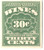 RE43  - 1916 30c Cordials, Wines, Etc. Stamp - Rouletted 31/2, watermark, offset, green