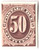 J21P3  - 1887 50c Postage Due - plate on India, red brown
