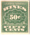 RE73  - 1933 50c Cordials, Wines, Etc. Stamp - Rouletted 7 watermark, offset, light green