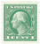 452  - 1914 1c Washington, green, vertical perf 10