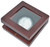 CBX01  - Volterra 4" x 4" Coin Box with Glass Window and Mahogany Wood Grain Finish