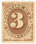 J3  - 1879 3c Postage Due Stamp - brown