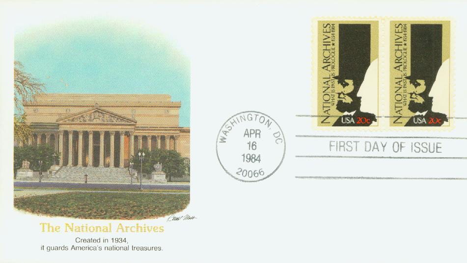 2081 - 1984 20c National Archives 50th Anniversary - Mystic Stamp