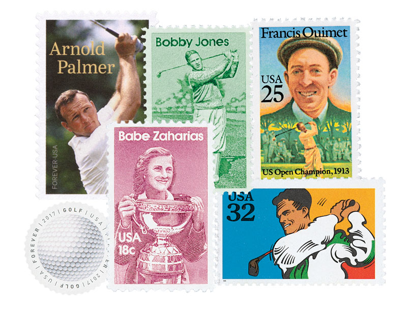 MUS008 - Golf Collection, Mint, 6 US Stamps - Mystic Stamp Company