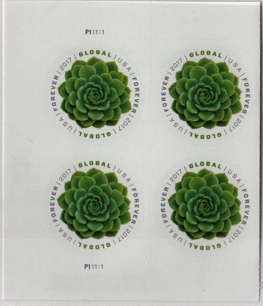 5198 - 2017 Global Forever Stamp - Green Succulent - Mystic Stamp Company