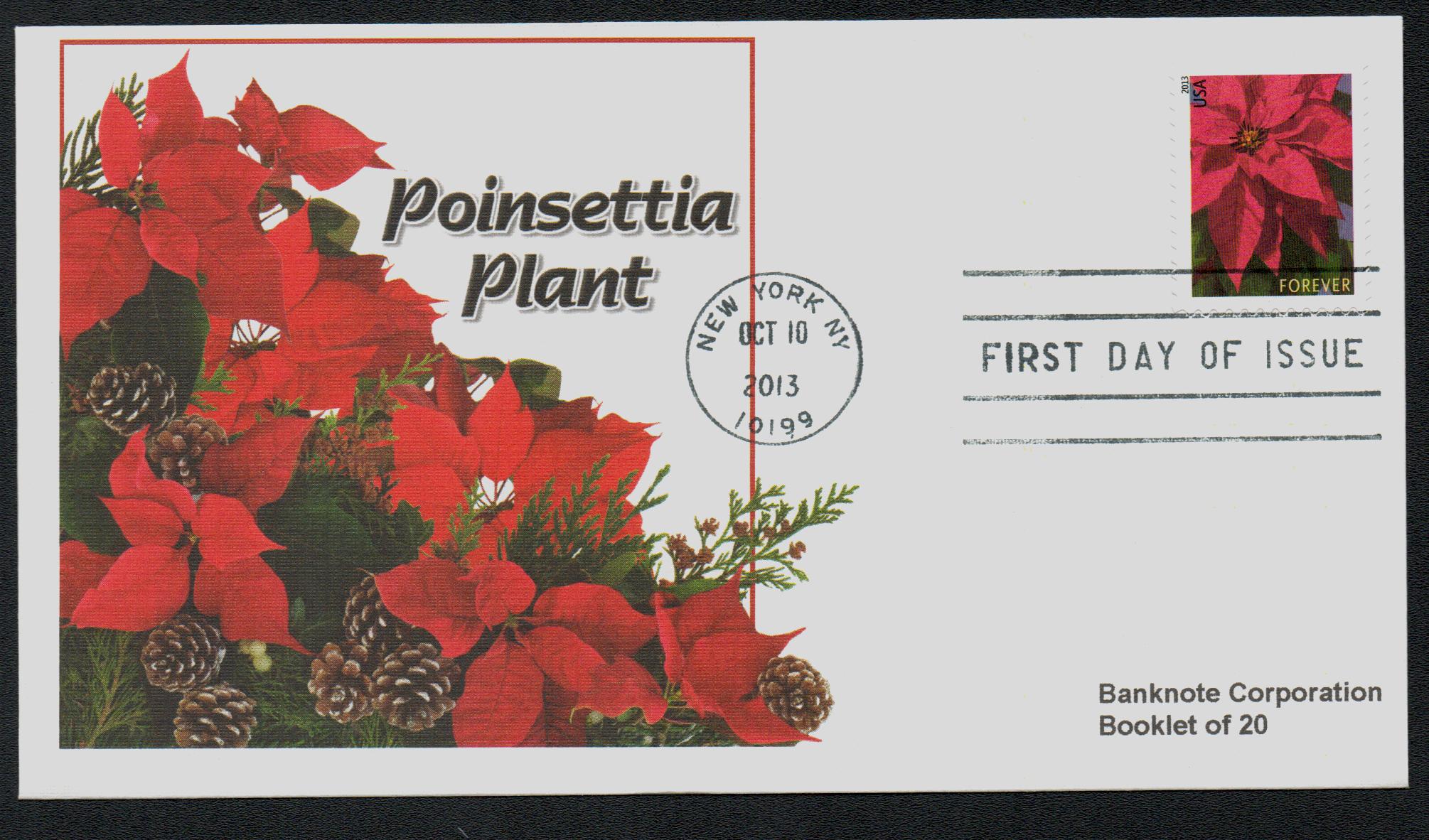 10 Poinsettia Stamps Unused Global Christmas Forever Stamps for