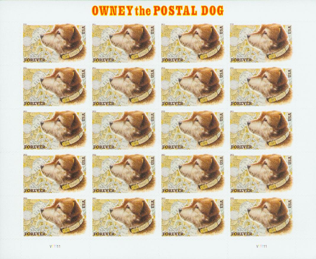 4547 2011 FirstClass Forever Stamp Owney the Postal Dog Mystic