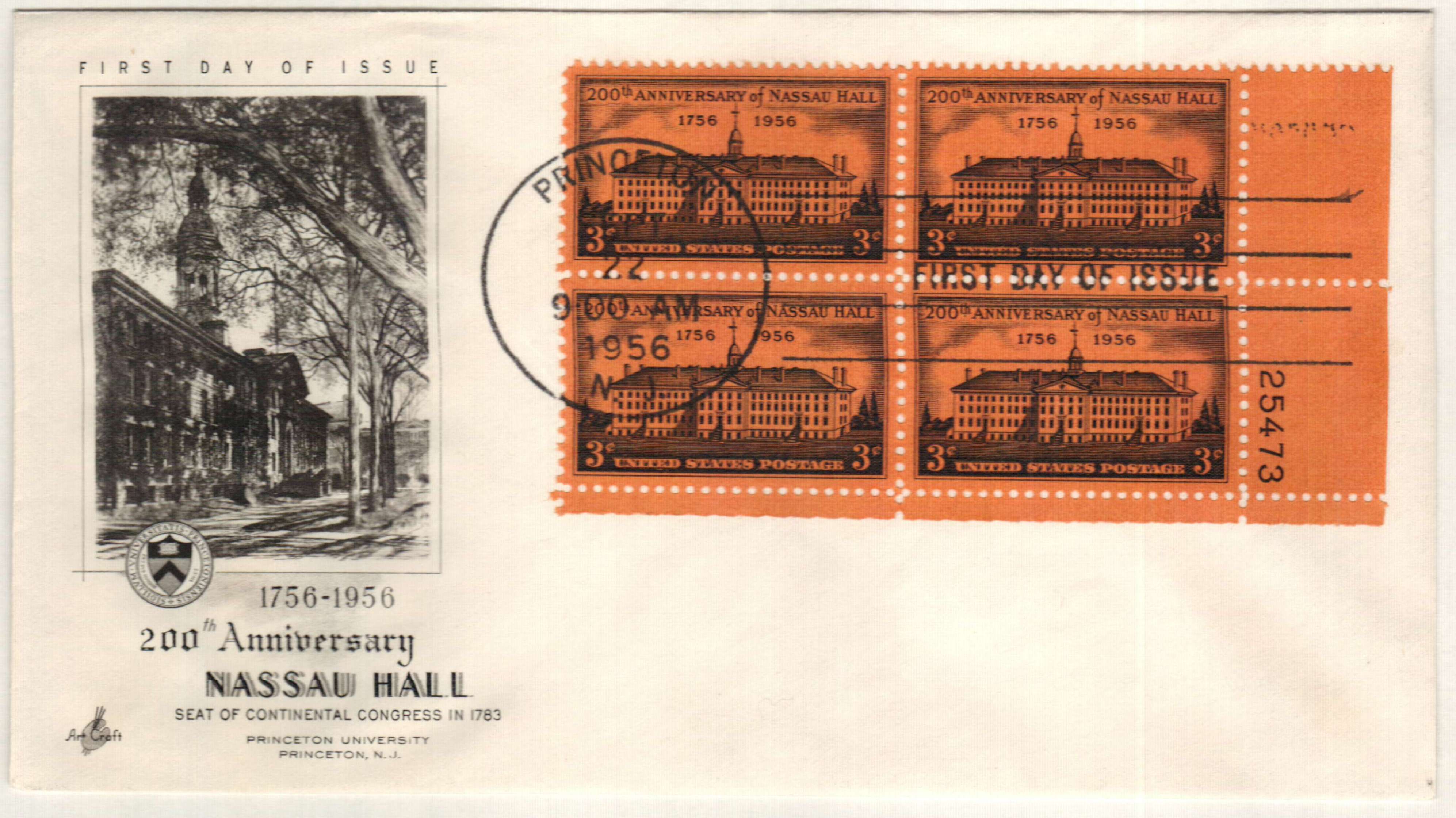 Nassau Hall Princeton University 3c Unused Vintage 1956 Postage