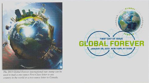 4740 - 2013 Global Forever Stamp - Earth - Mystic Stamp Company