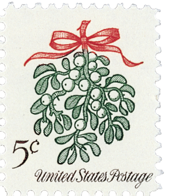 1964 Vintage Christmas Foliage Mistletoe Evergreens Poinsettia Holly Scott  #1257 4 x 5¢ US Postage Stamps