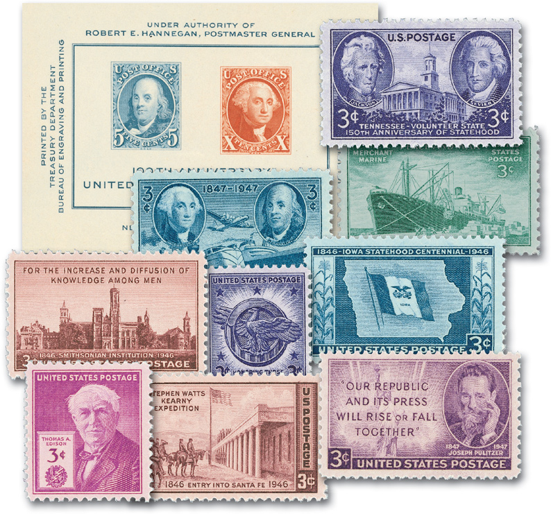 YS1946-47C - 1946-47 Complete Commemorative Year Set, 15 stamps ...