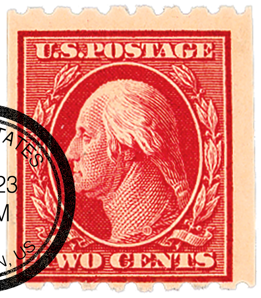 391 - 1910 2c Washington, carmine, perf 8.5 horizontal - Mystic 