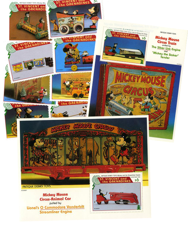 MDS455 St. Vincent 1995 Antique Disney Toys Mystic Stamp Company
