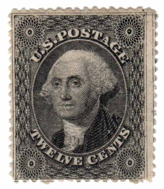 36 - 1857-61 12c Washington, black - Mystic Stamp Company