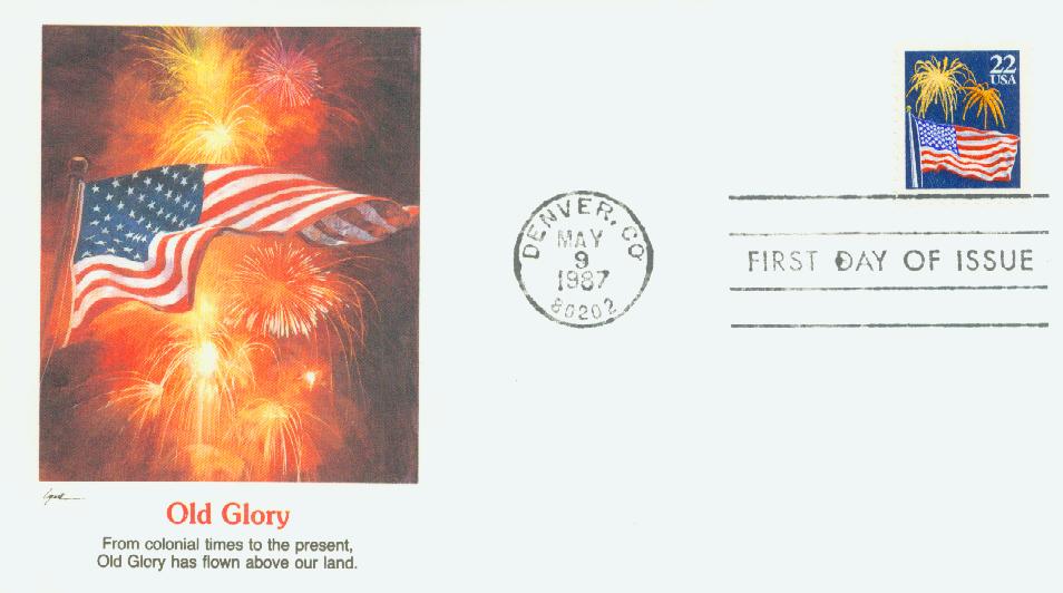 TEN 22c Fourth of July Flag and Fireworks Stamp Unused US Postage