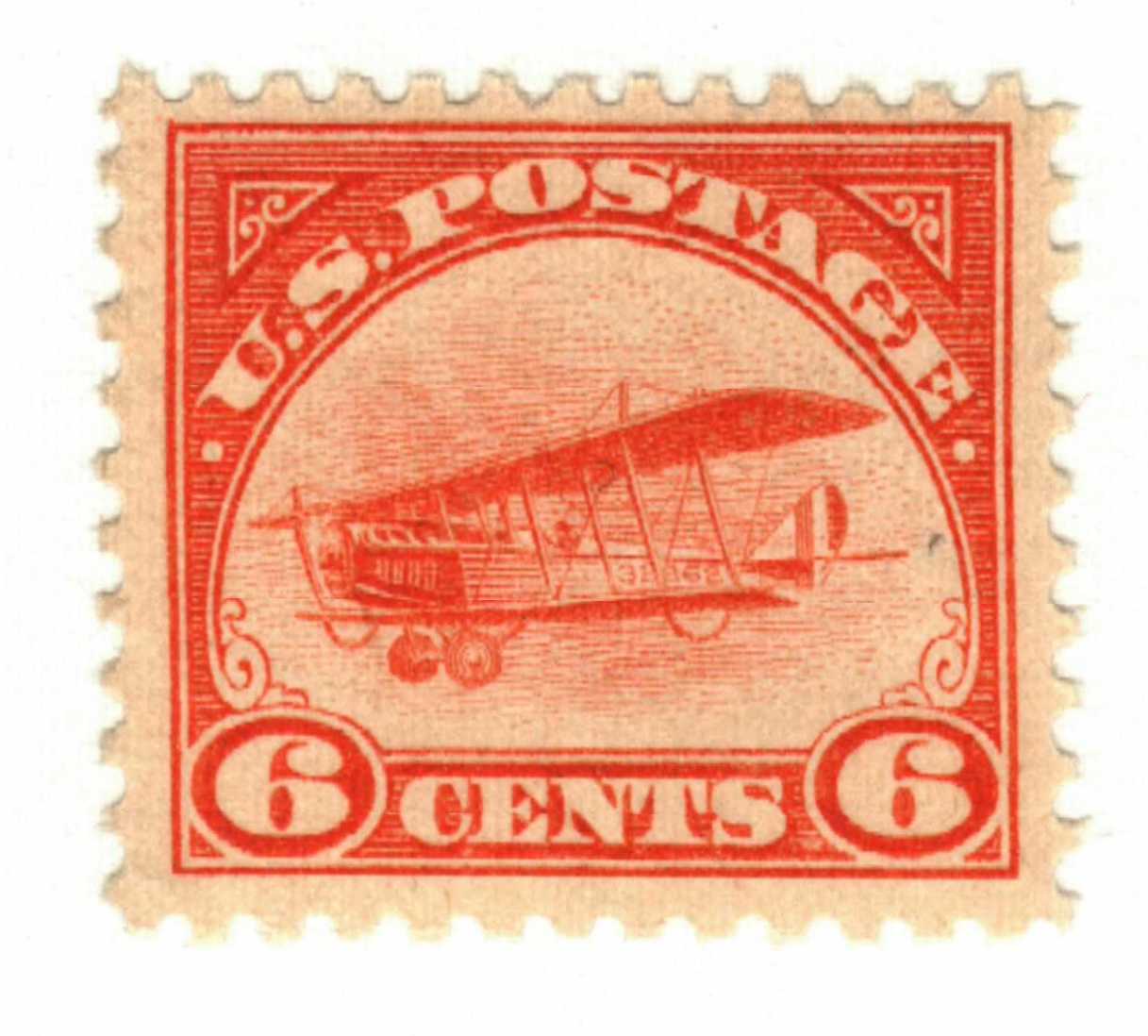 C1 - 1918 6c Curtiss Jenny, orange - Mystic Stamp Company