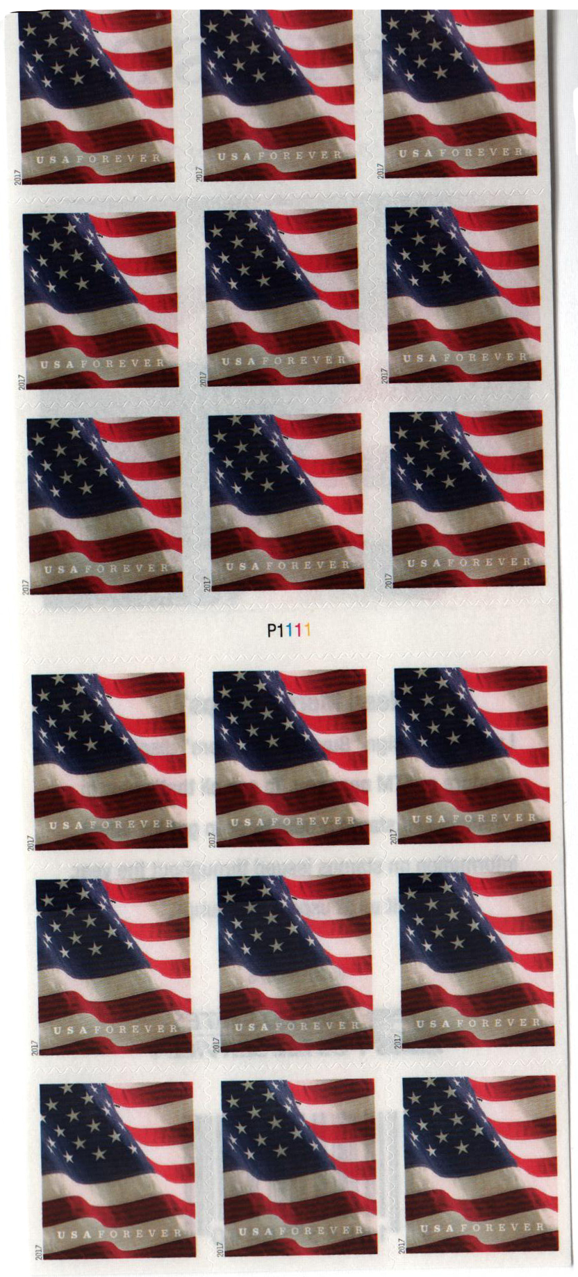 5260 - 2018 First-Class Forever Stamp - US Flag with Micro Print on Left  4th White Stripe (Ashton Potter coil) - Mystic Stamp Company