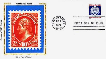 O159 - 2002 37c Red, Blue and Black, Official Mail - Mystic Stamp