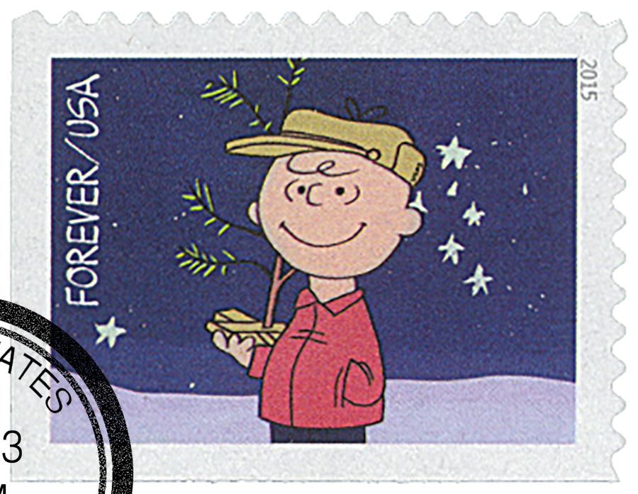 5021 - 2015 First-Class Forever Stamp - Contemporary Christmas: Charlie Brown Holding His Tree - Mystic Stamp Company 5021-2015-first-class-forever-stamp-contemporary-christmas-charlie-brown-holding-his-tree-mystic-stamp-company