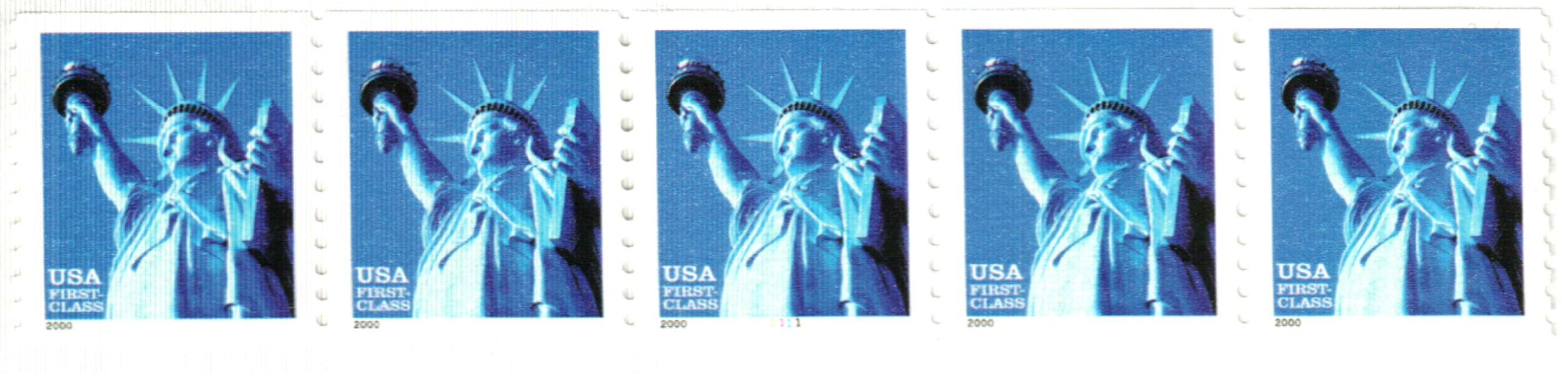 PNC5 34c Statue Liberty ND WA 1111 US #3452 MNH F-VF 4 Digit Top BN #on# |  United States, General Issue Stamp