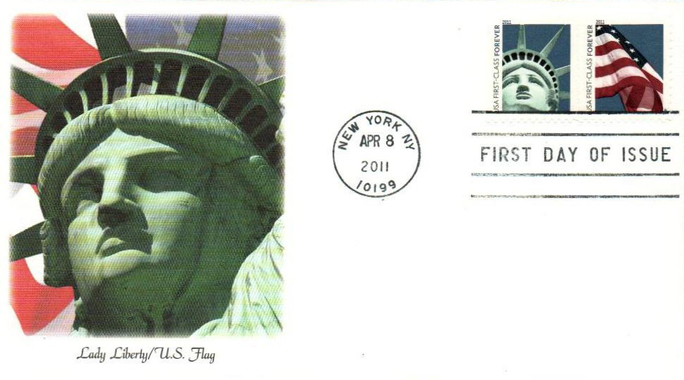 USPS Forever Stamps Lady Liberty and U.S. Flag Booklet of 20