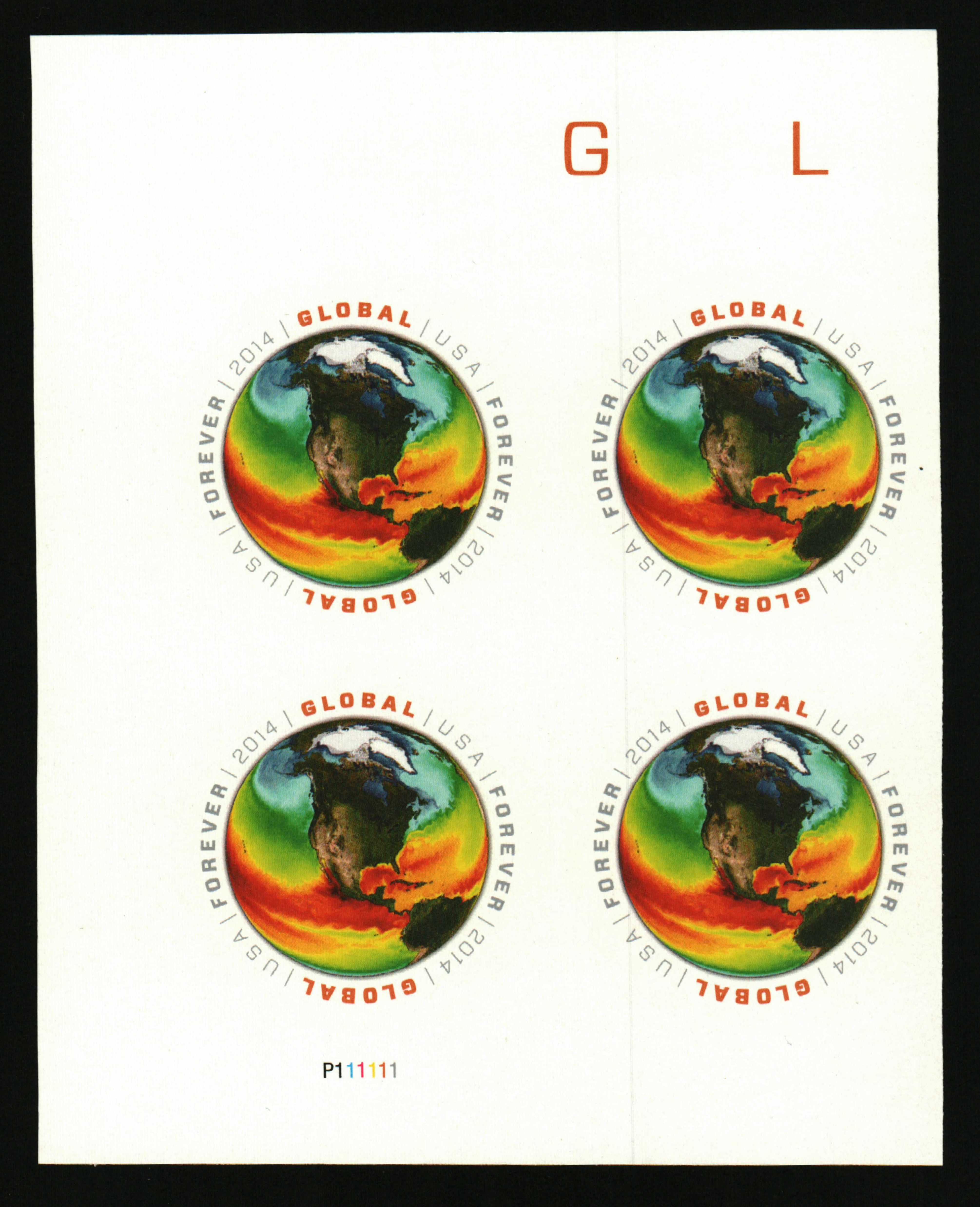 4893 - 2014 Global Forever Stamp - Sea Surface Temperatures - Mystic Stamp  Company