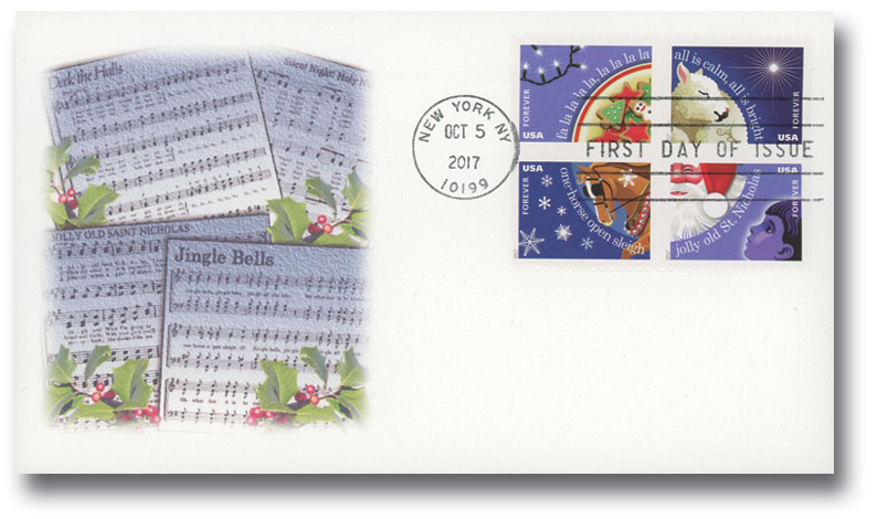 Christmas Carols - USPS Forever Stamps Book of 20 - New 2017 Release -  (Pack of 5)