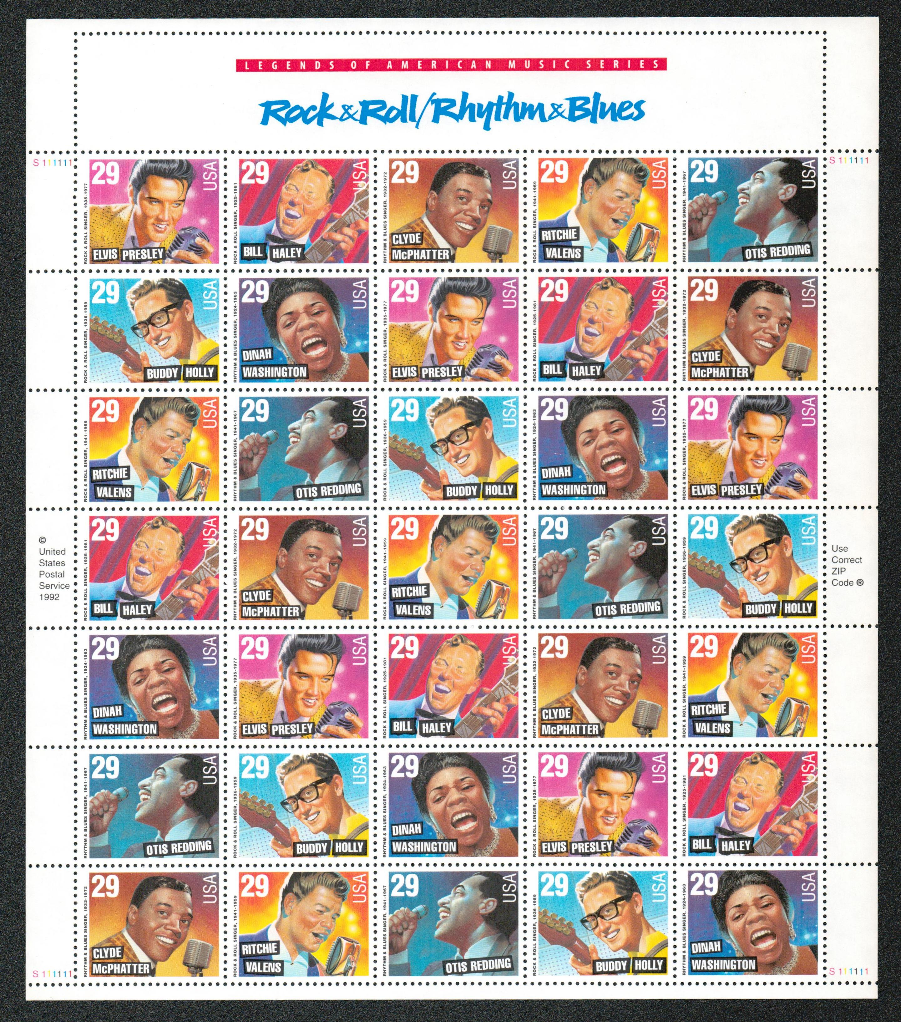 2724-30 - 1993 29c Legends of American Music - Mystic Stamp Company