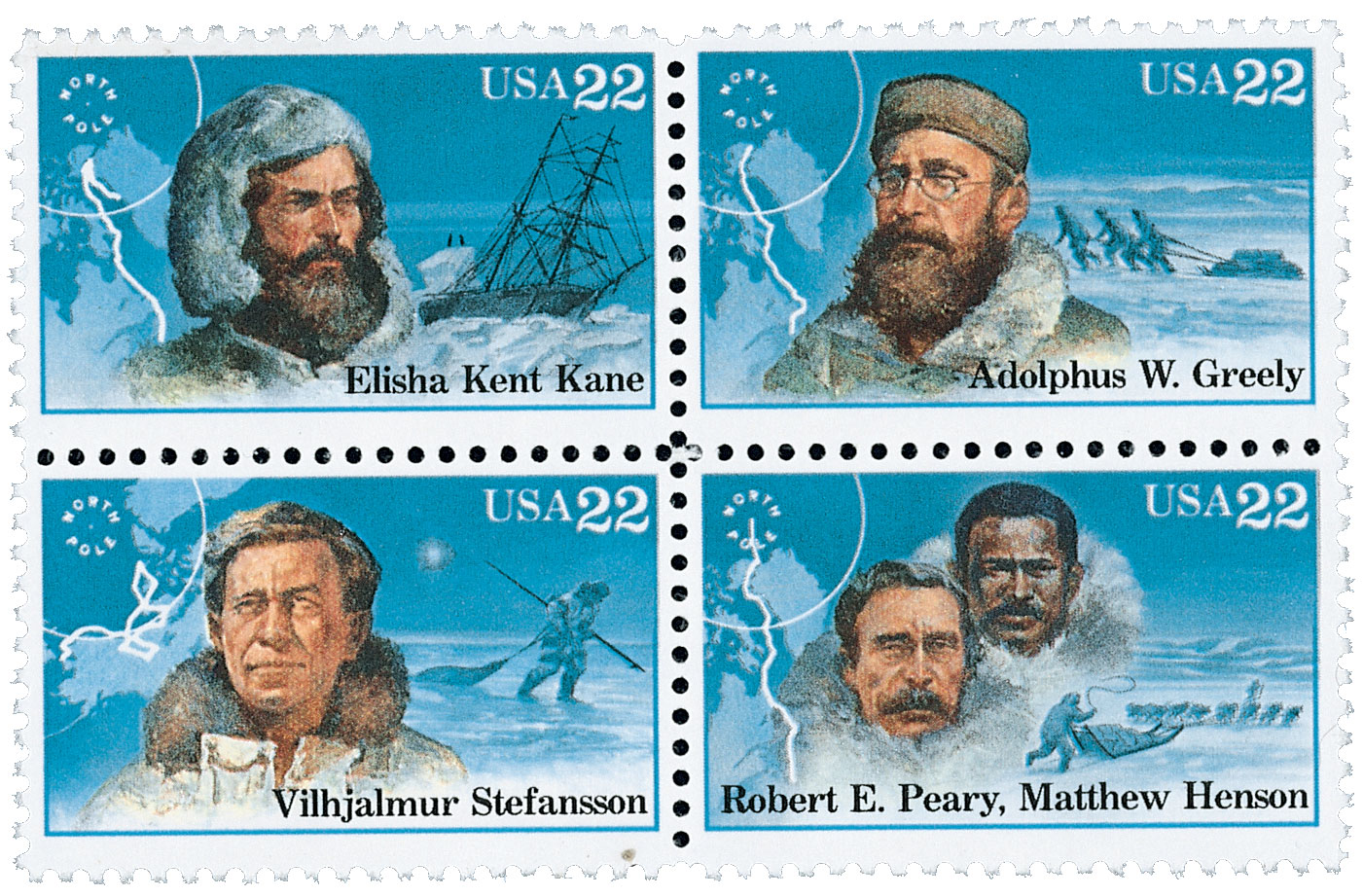 2220-23 - 1986 22c Arctic Explorers - Mystic Stamp Company