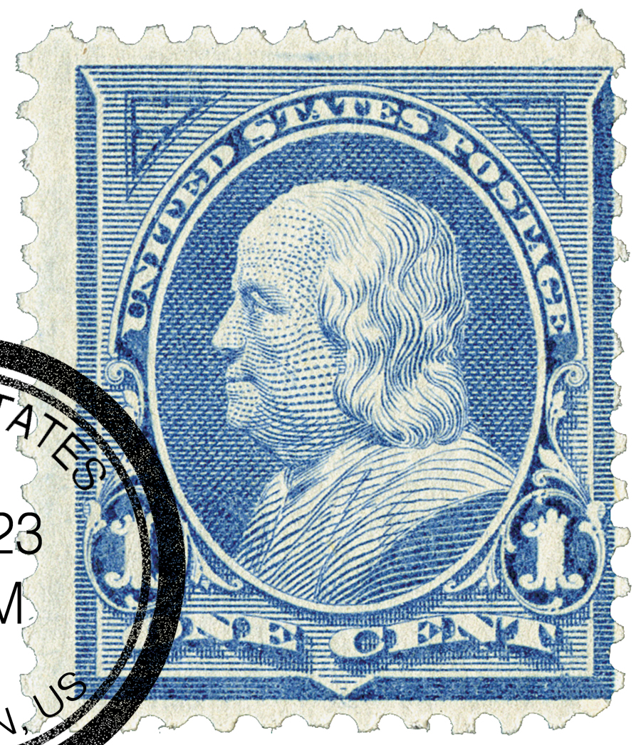 247 - 1894 1c Franklin, blue, unwatermarked - Mystic Stamp Company