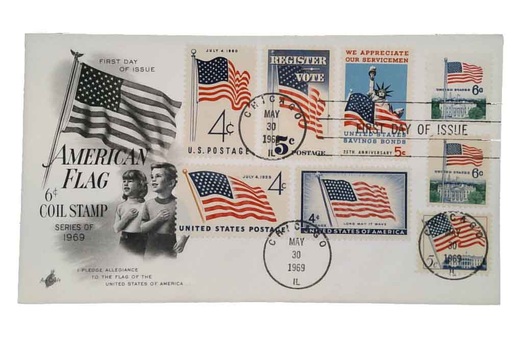 1338A - 1969 6c Flag and White House, Perforated 10 Vertically - Mystic  Stamp Company