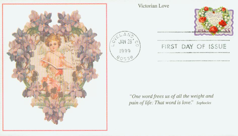 FIVE 55c Victorian Lace LOVE Stamps .. Unused US Postage Stamps