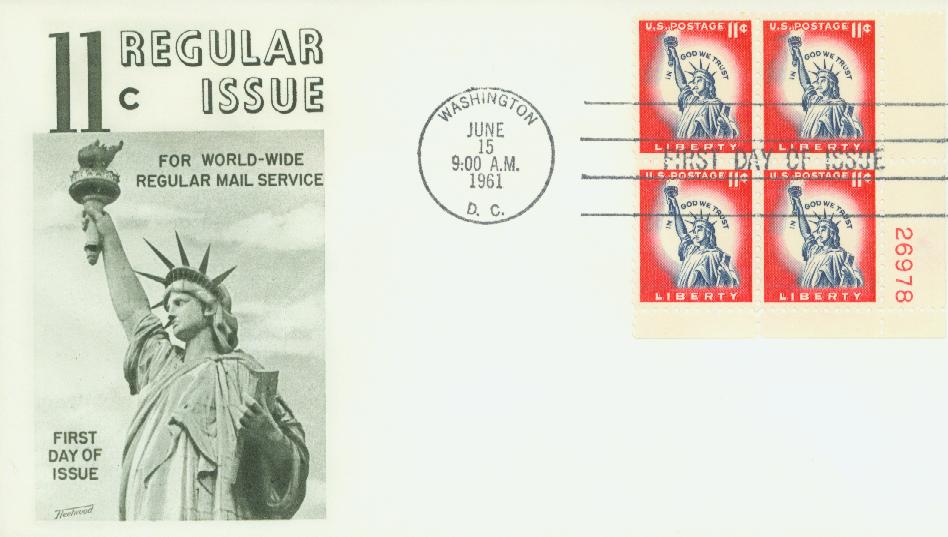 1044A - 1961 Liberty Series - 11¢ Statue of Liberty - Mystic Stamp Company